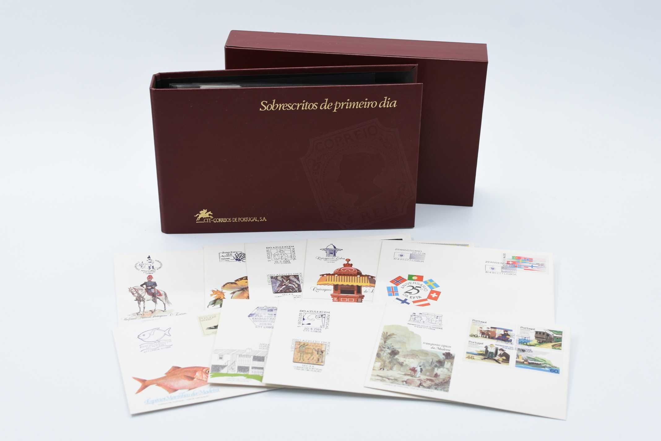 Coleção 21 sobrescritos FDC, selos e pagelas emitidos pelos CTT - 1985