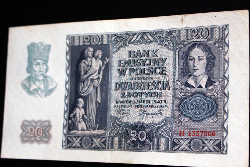 Banknot 20 zł 1940 rok seria H