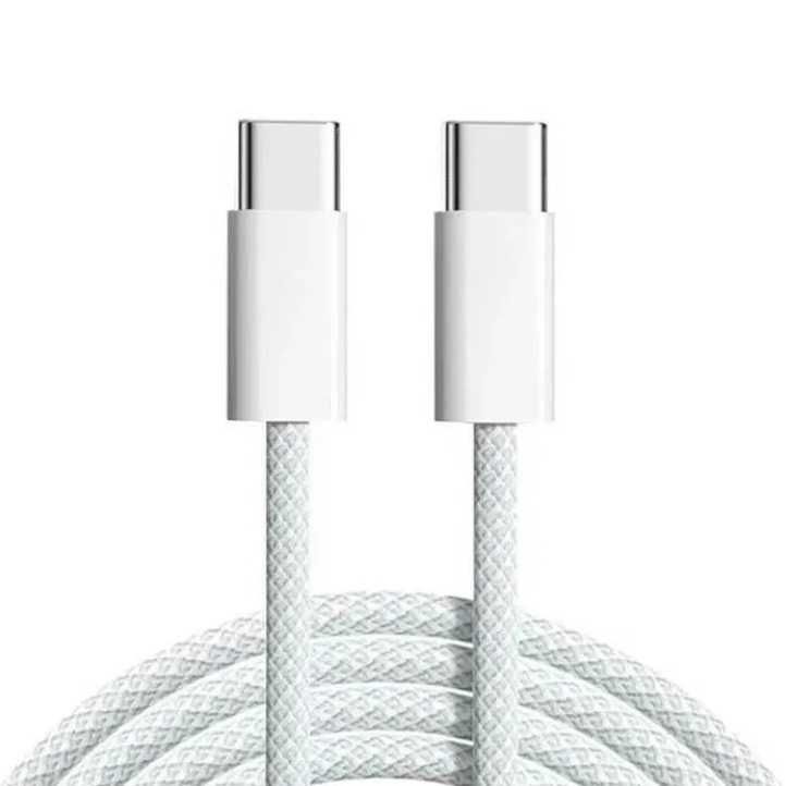 Kabel 60W NYLON, 2xUSB-C, 1M, Kompatybilny z APPLE /iPhone /SAMSUNG