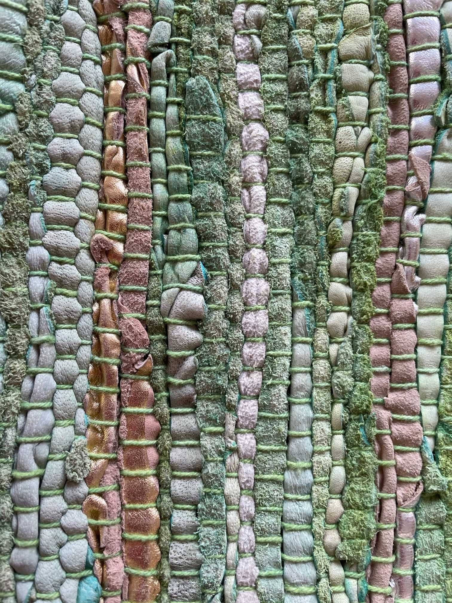 NOWY SKÓRZANY Dywan pleciony 150x100 cm z Lizbony. Skóra naturalna!