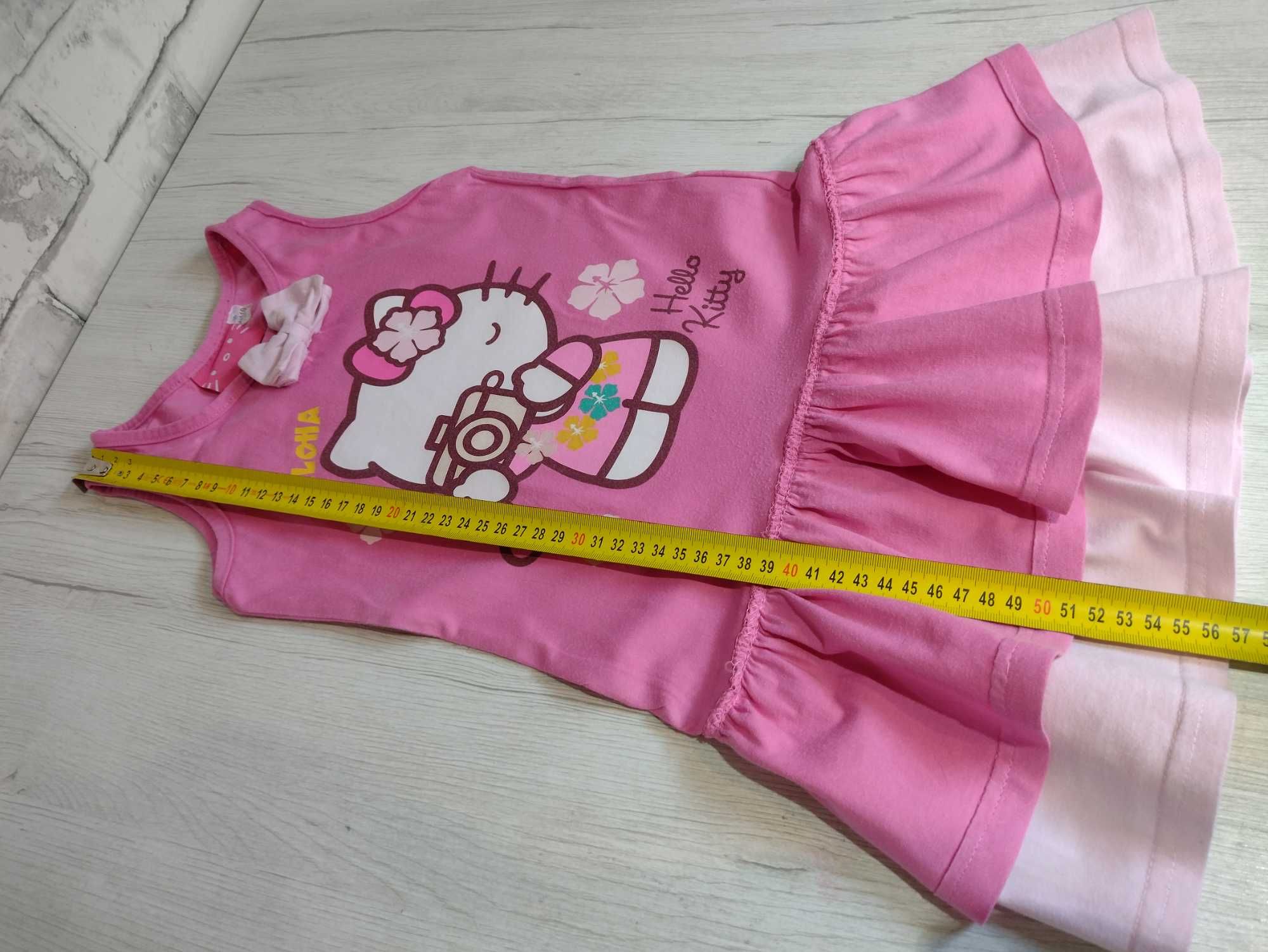 Hello kitty różowa 110 sukienka z kotkiem kotek kot bez rękawów kotem