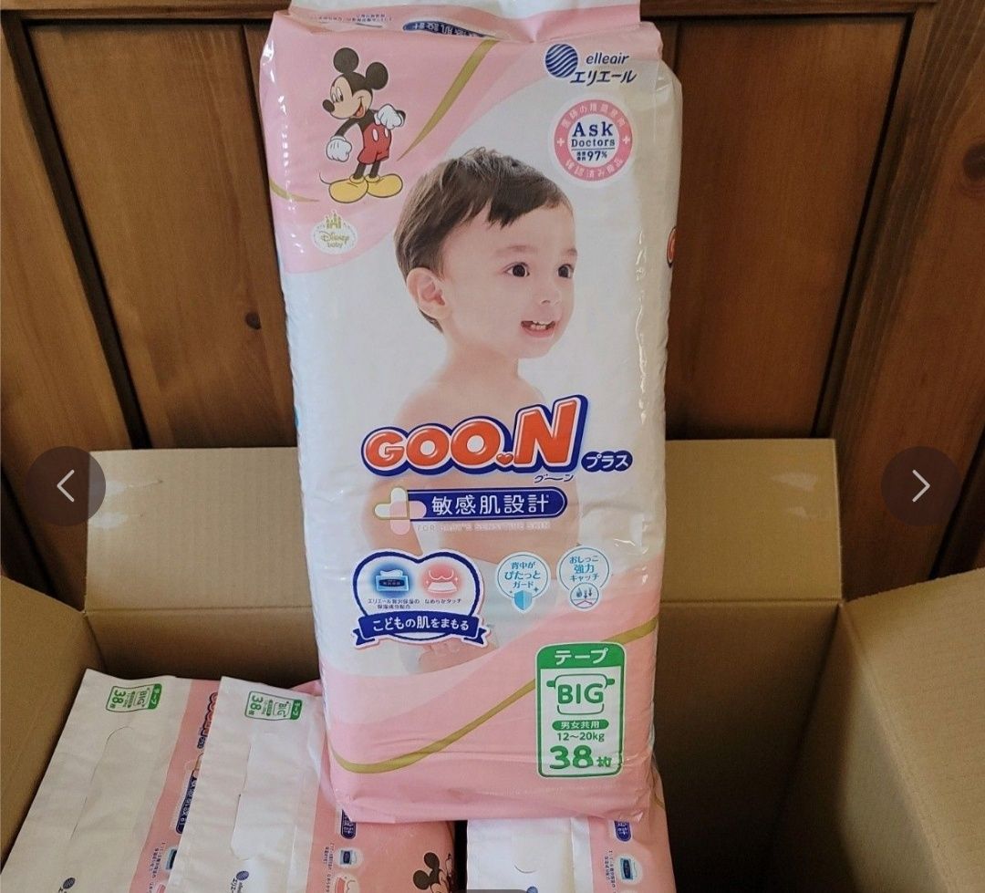 Японські підгузки Goo.N Plus Disney 3(M)56шт,4(L)48шт,5(XL)38шт Гун