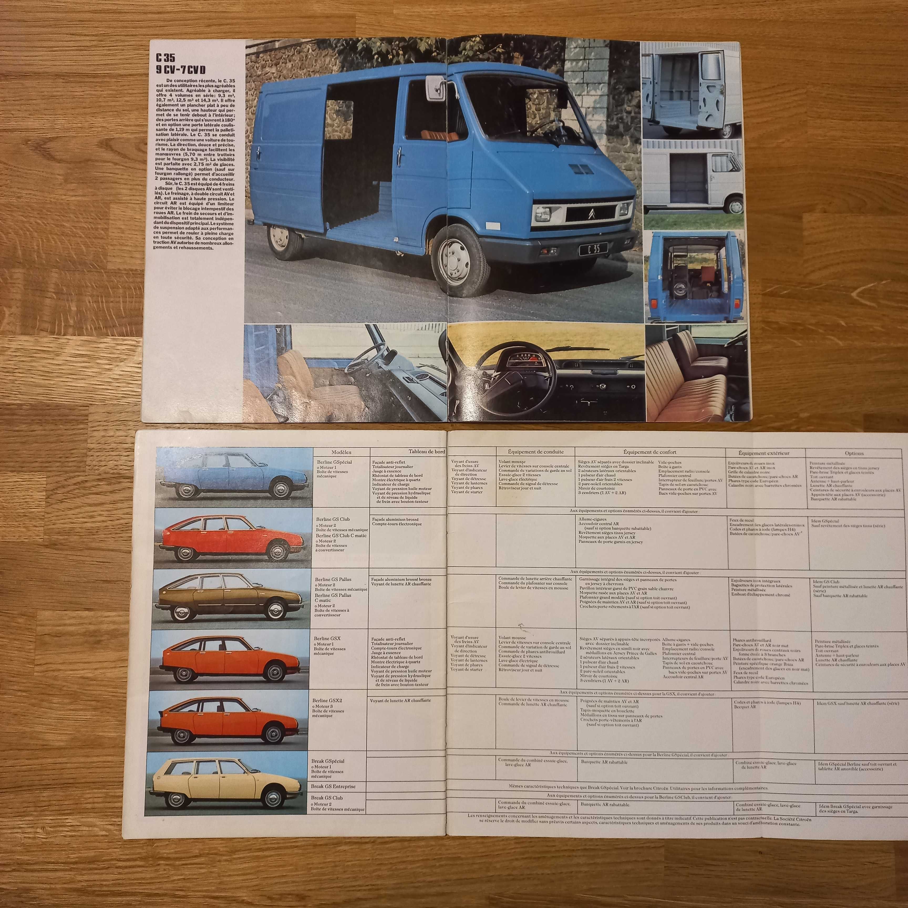 CITROEN unikalny zestaw prospektów z połowy lat 70' CX, GS, LN, Mehari
