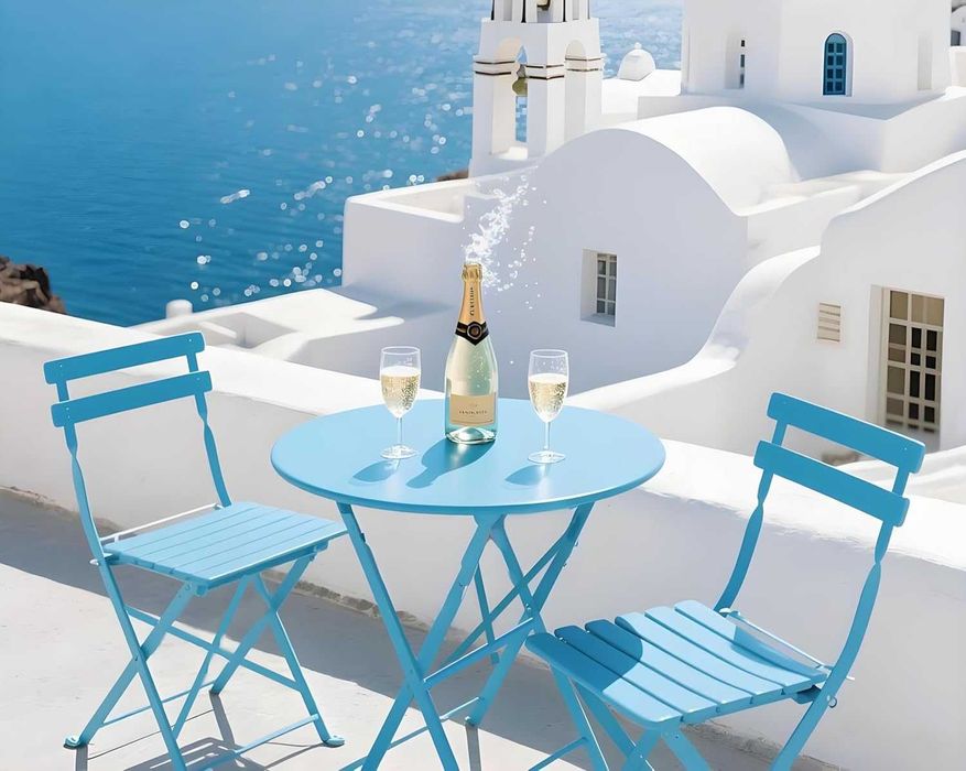 Zestaw bistro 3-częściowy metalowy, stół 90x60 cm + 2 krzesła