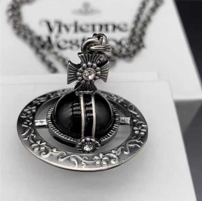 Vivienne Westwood Floral Engraved Orb Pendant Necklace