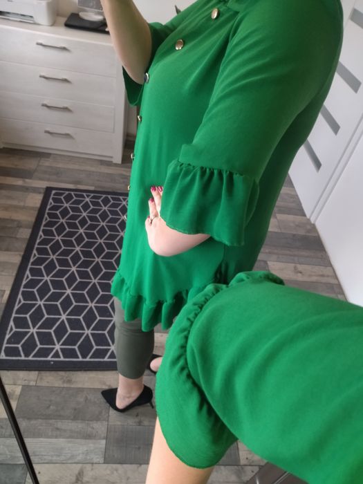 Sukienka/tunika  asymetryczna  oversize zielona