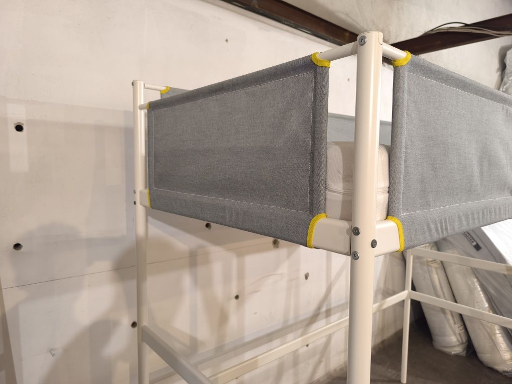 Ikea Vitval 90x200 + Materac Łóżko na Antresoli Piętrowe Solidne Białe
