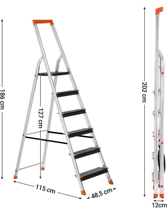 Drabina aluminiowa 6 szczebli Songmics