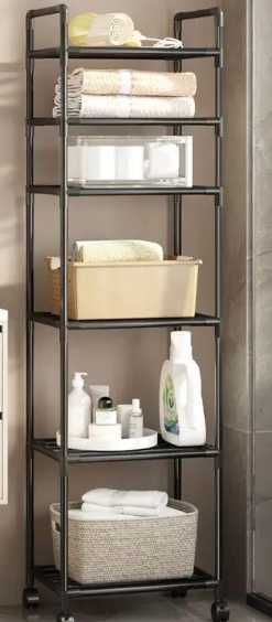 Багаторівневий підлоговий стелаж для зберігання на роликах