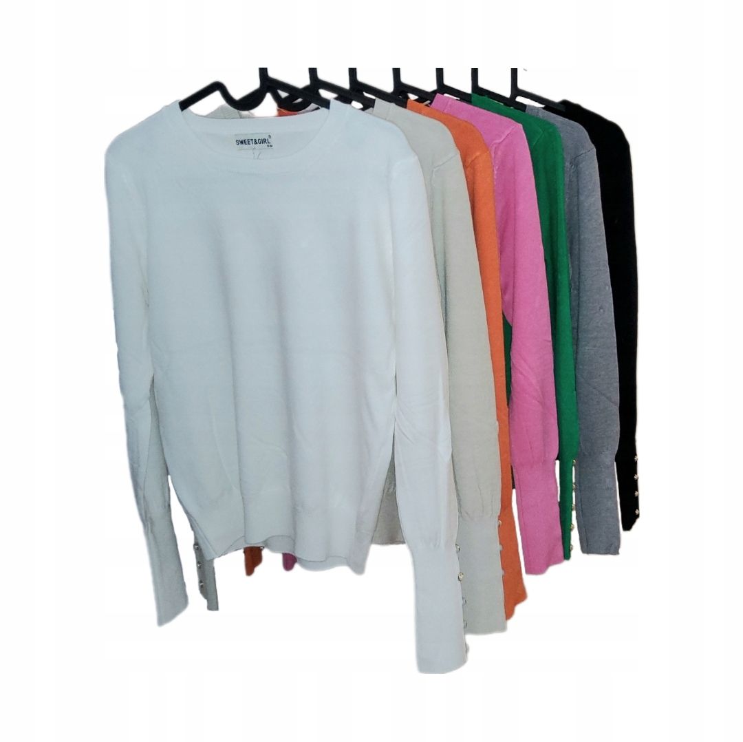 Sweter elegancka Włoska bluzka guziki BIAŁA S/M