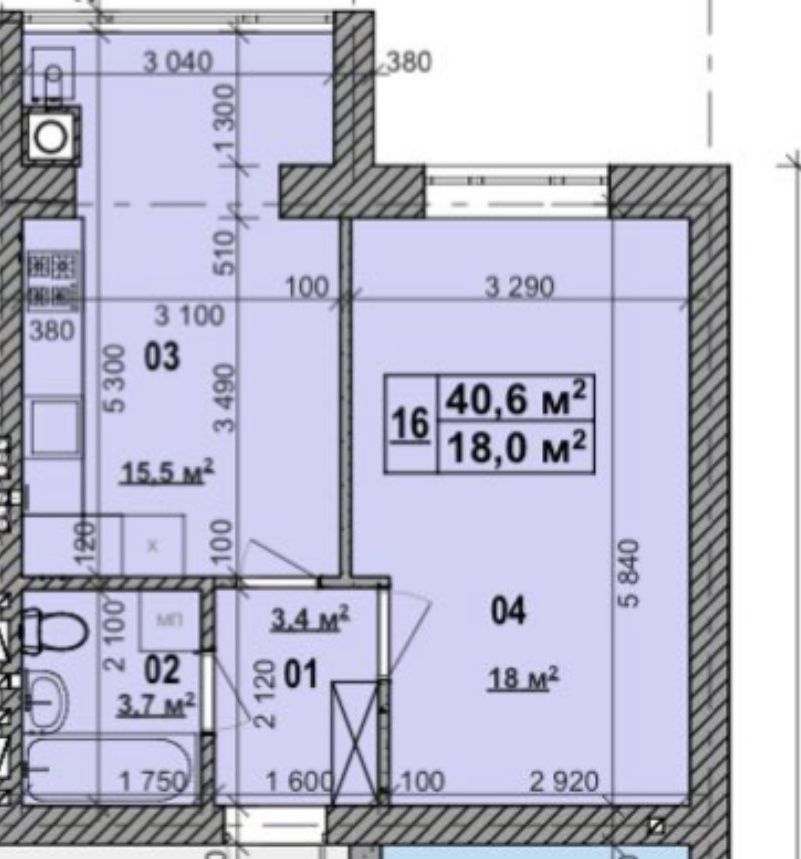 Продаж 1 к. квартири 40.6 м2 Ходосовка, Мануфактура, Мегамаркет без %