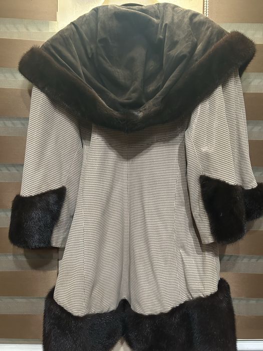 Пальто шкіряне  з натуральною норкою