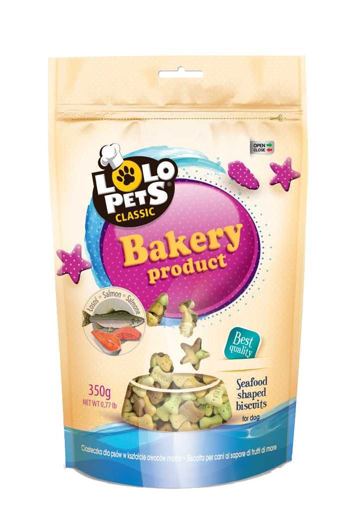 LOLO PETS Tort mięs-warz.250g, Ciastka–Łosoś 350g Dropsy szynkowe 200g