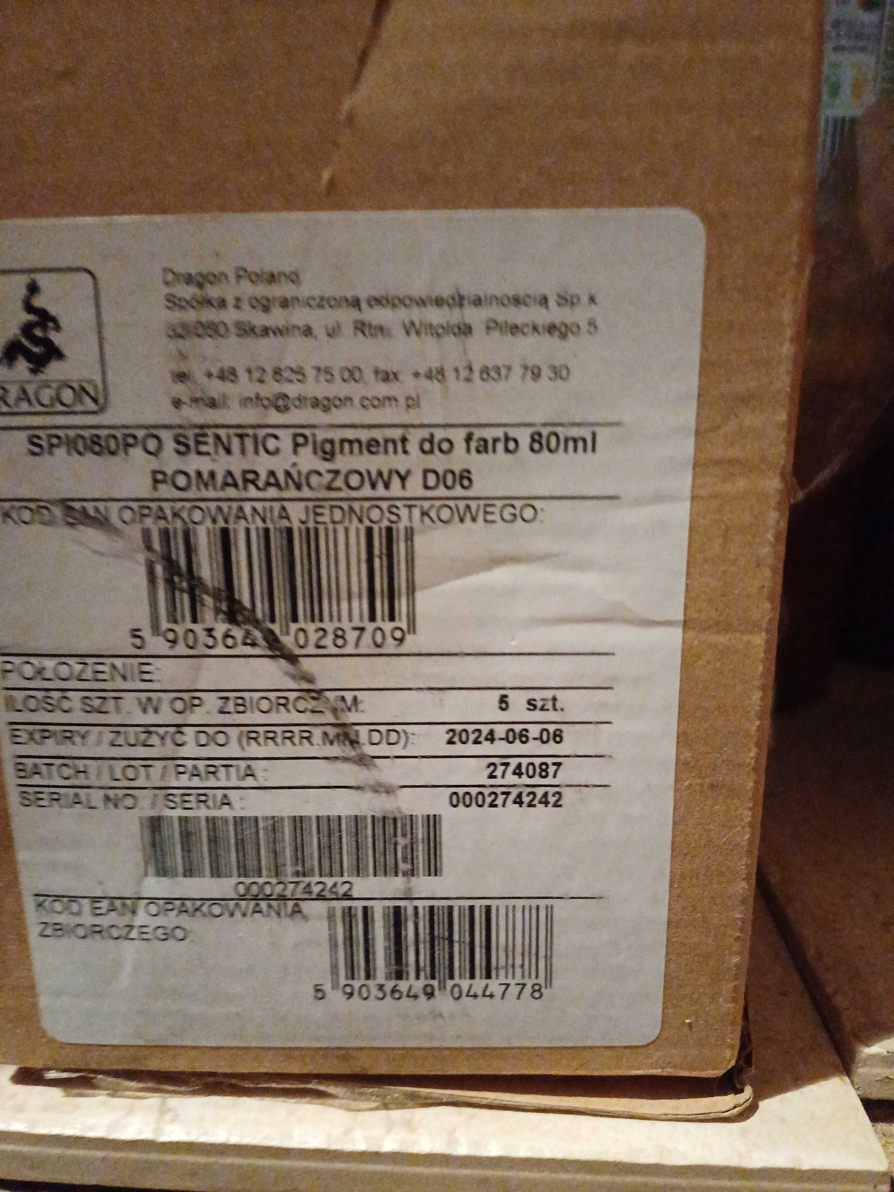 SENTIC Pigment do farb 80ml Pomarańczowy DRAGON 19szt
