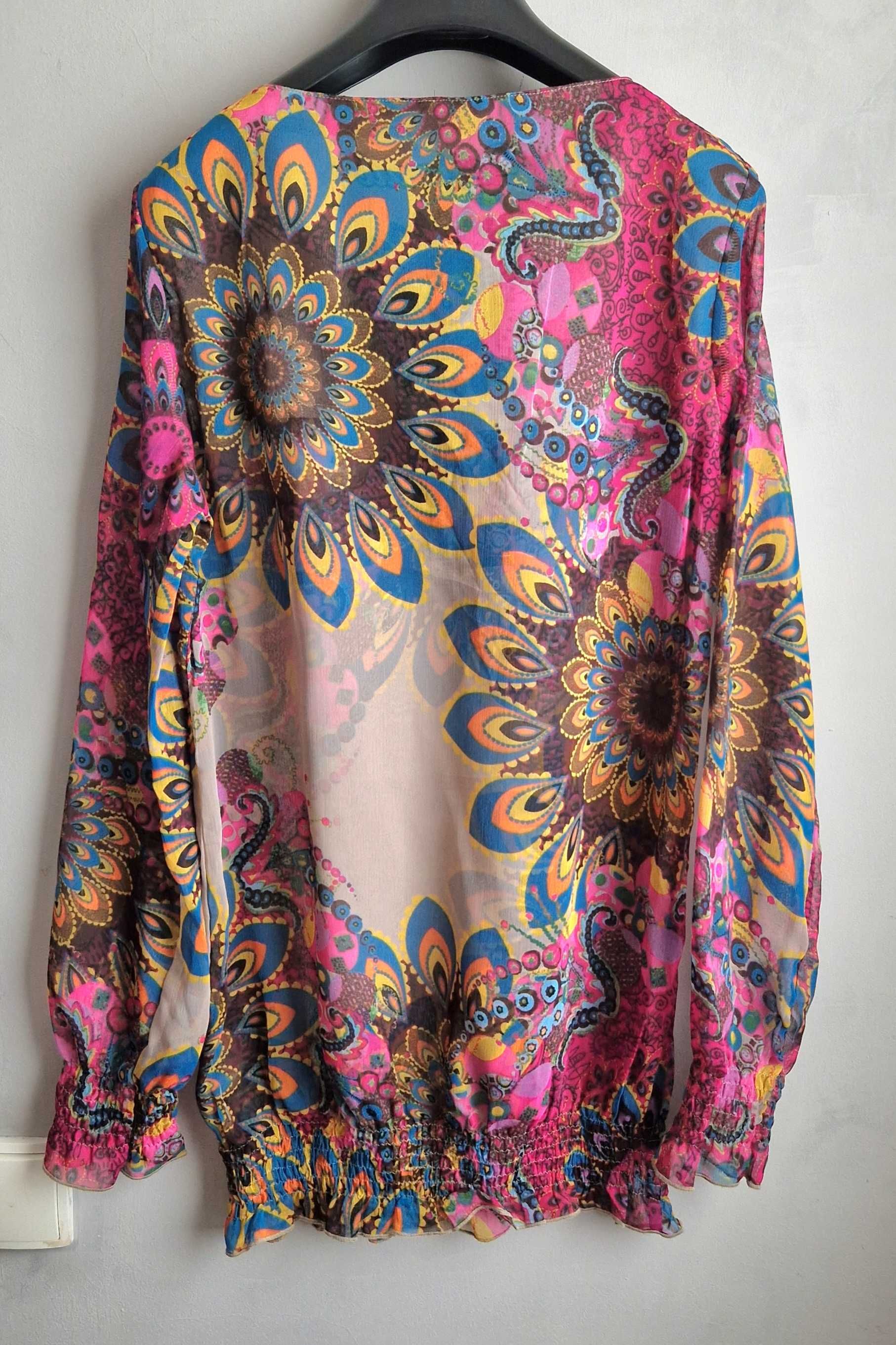 Śliczna Bluzka tunika mgiełka mesh DESIGUAL multicolor  boho 36 S