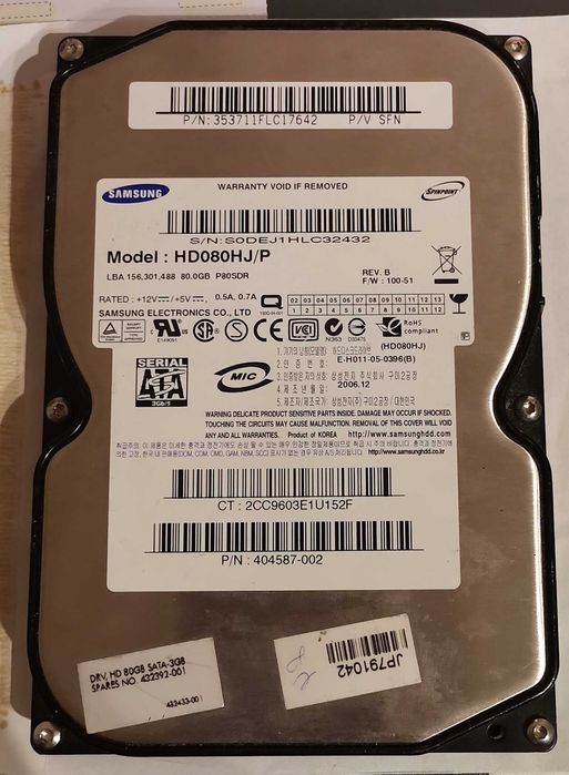 Samsung SATA II 3.5" Hard Drive, 80 GB64575352659715120