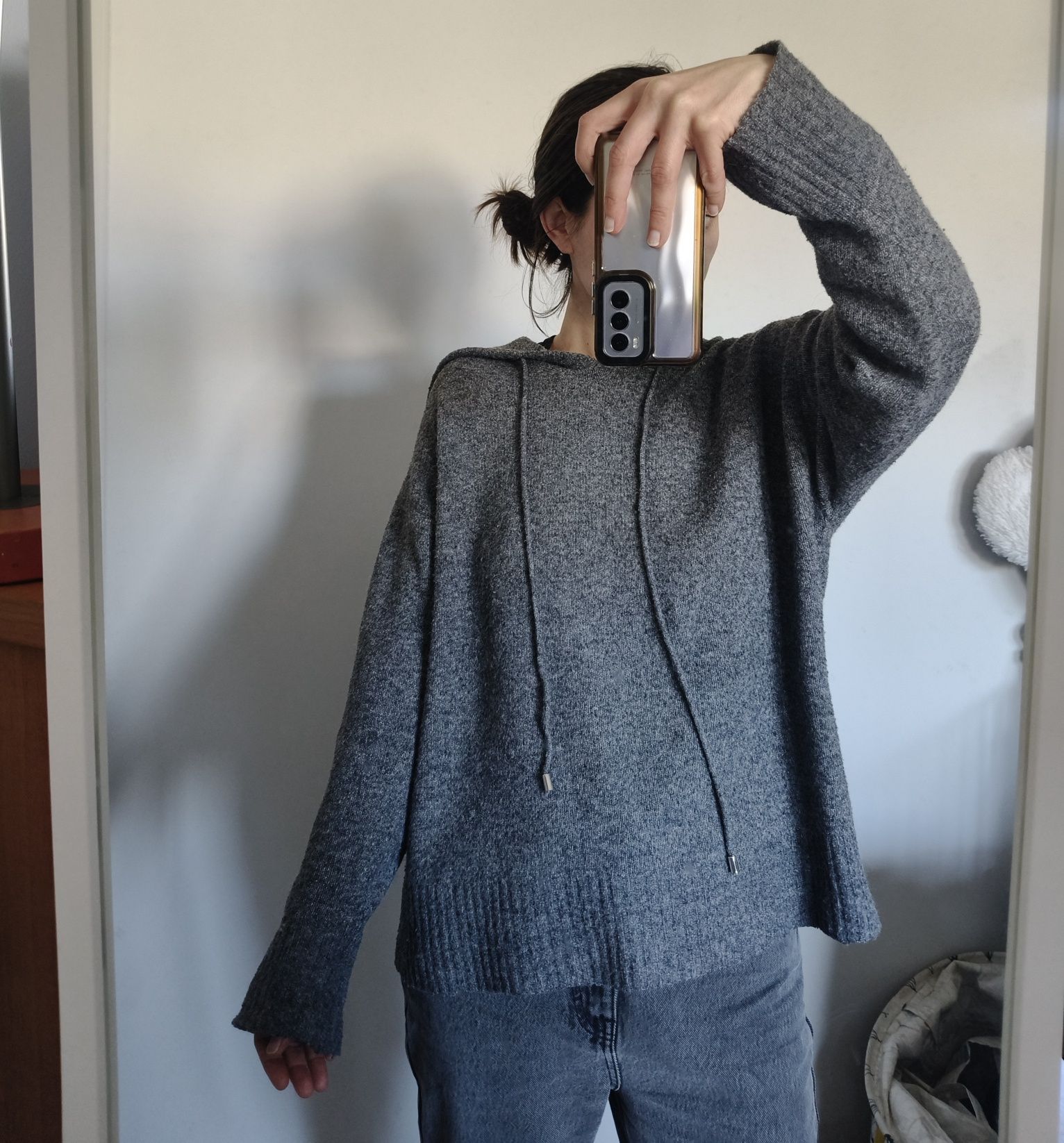 Sweter z kapturem bluza kangura sweater hoodie S oversized