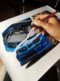 Obraz Rysunek Subaru Impreza WRX STI | print | pomysł na prezent