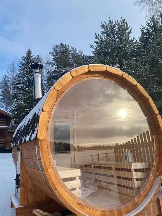Sauna beczka 3,4 m ze ścianką Panorama