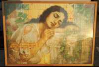 Obraz z puzzli "Śpiąca dziewczyna" w drewnianej ramie ze szkłem