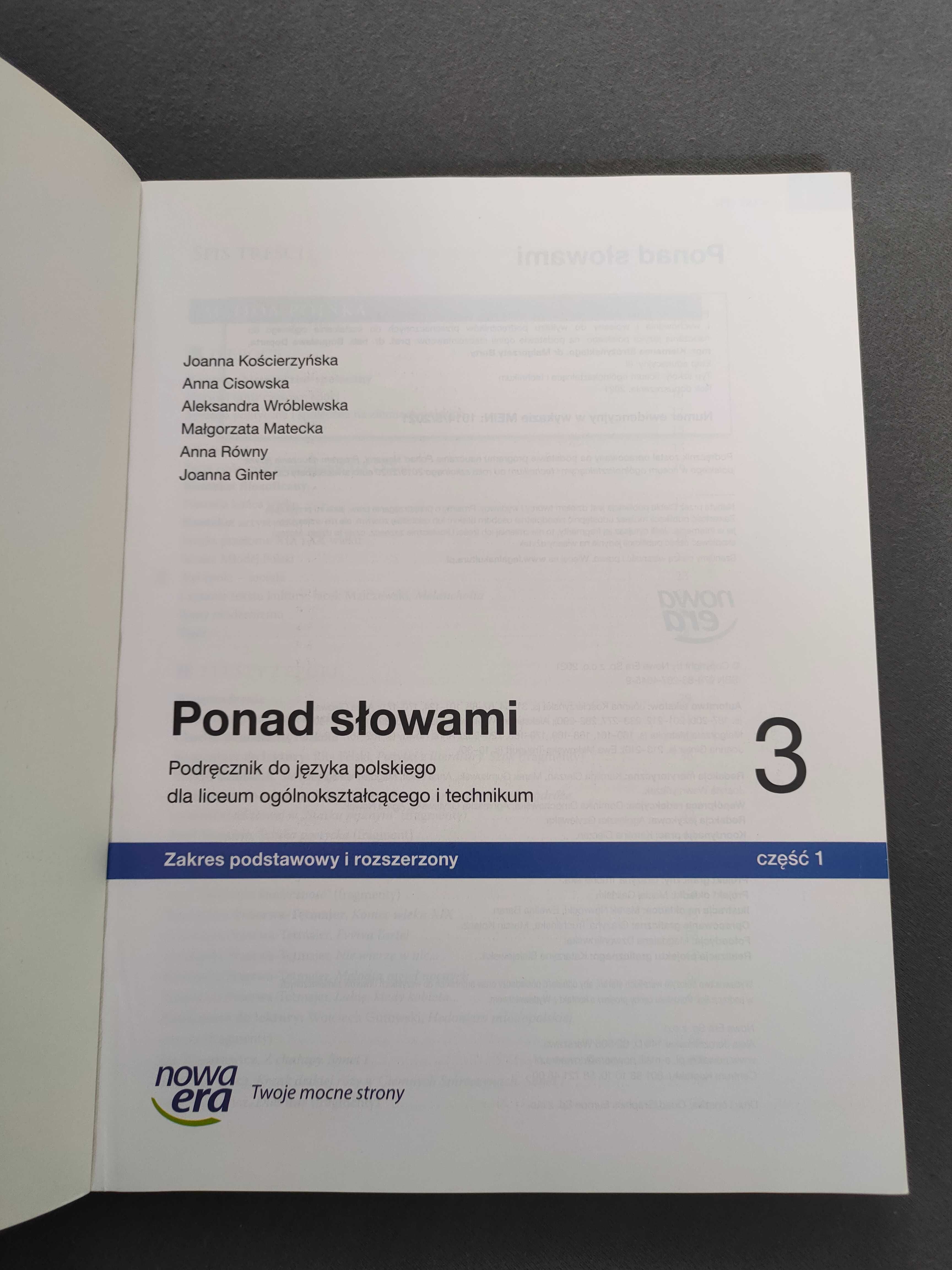 Ponad słowami 3 cz.1 podręcznik zakres podstawowy i rozszerzony