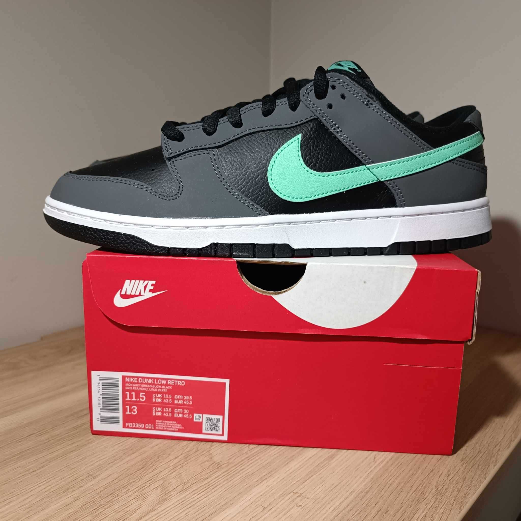 Nike Dunk Low Retro r. 45,5 (29,5 cm) Iron Grey/Green Glow-Black