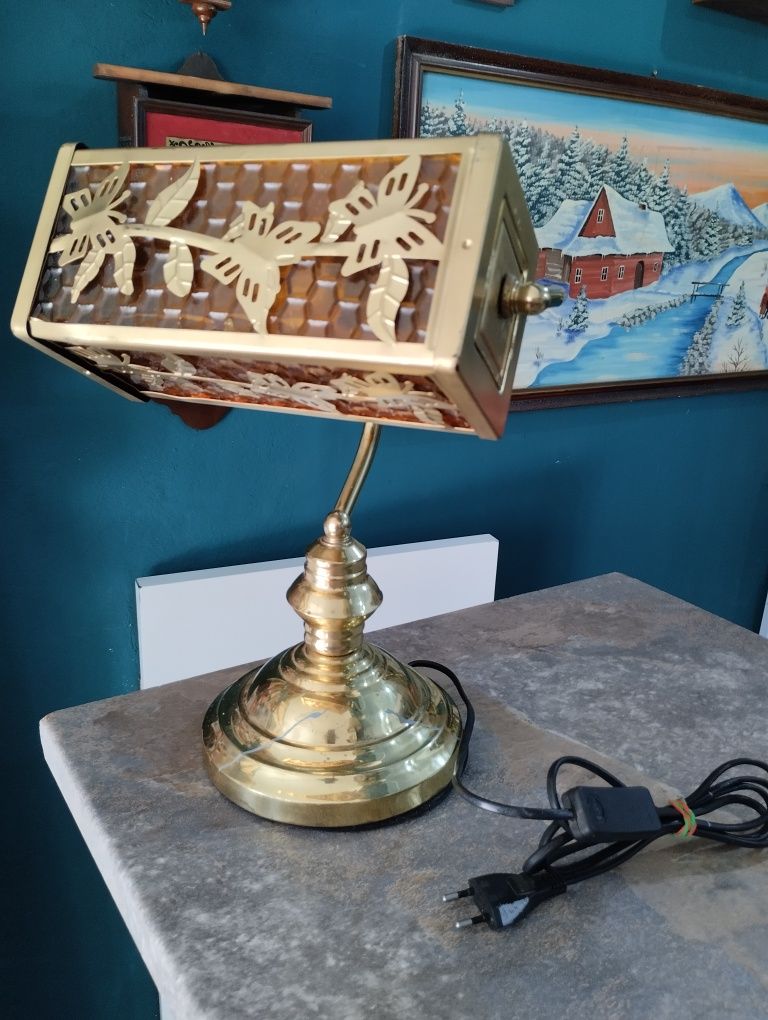 Stara lampa bankierska Vintage 37cm