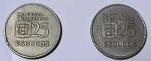 Moedas 25 escudos - Ano 1980 e 1985