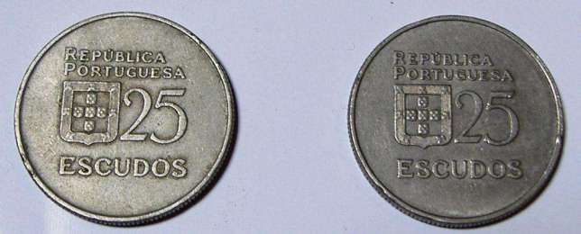 Moedas 25 escudos - Ano 1980 e 1985