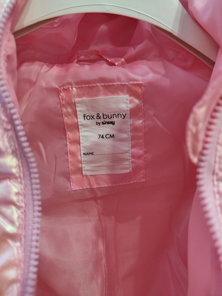 Zestaw śliska ortalionowa różowa kurtka 74 i buciki niechodki różowe