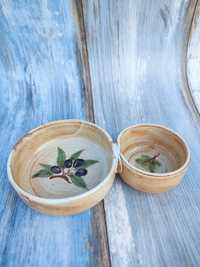 Ceramiczne miseczki vintage z motywem botanicznym - hand made