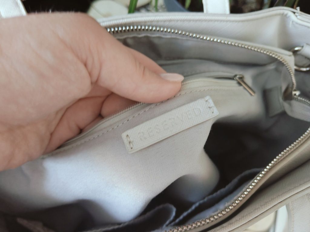 Reserved szara torebka shopper duża A4 elegancka pojemna pasek eko skó