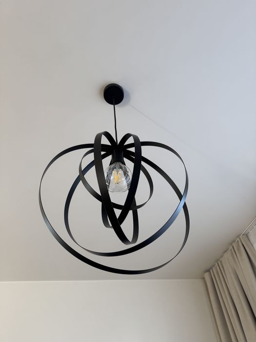 Lampa wisząca, okrągła, czarna