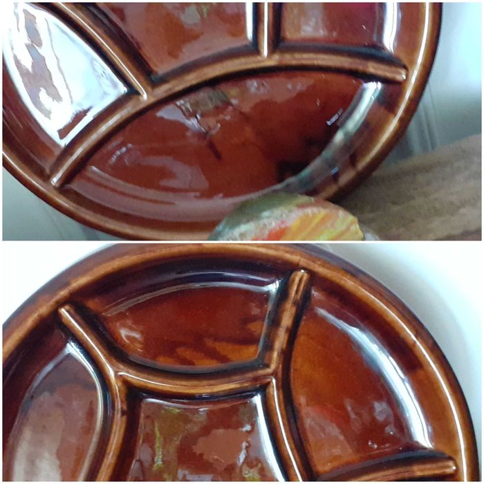 Talerz dzielony porcelit sygnowany retro