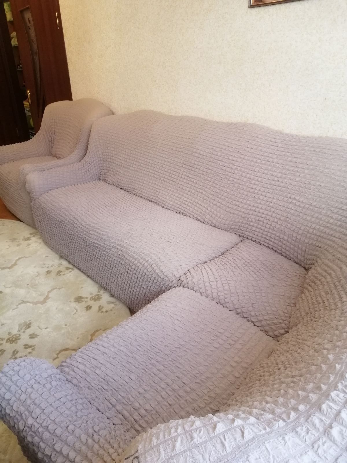 Чехол на угловой диван Чехол на кресло натяжные Concordia Турция