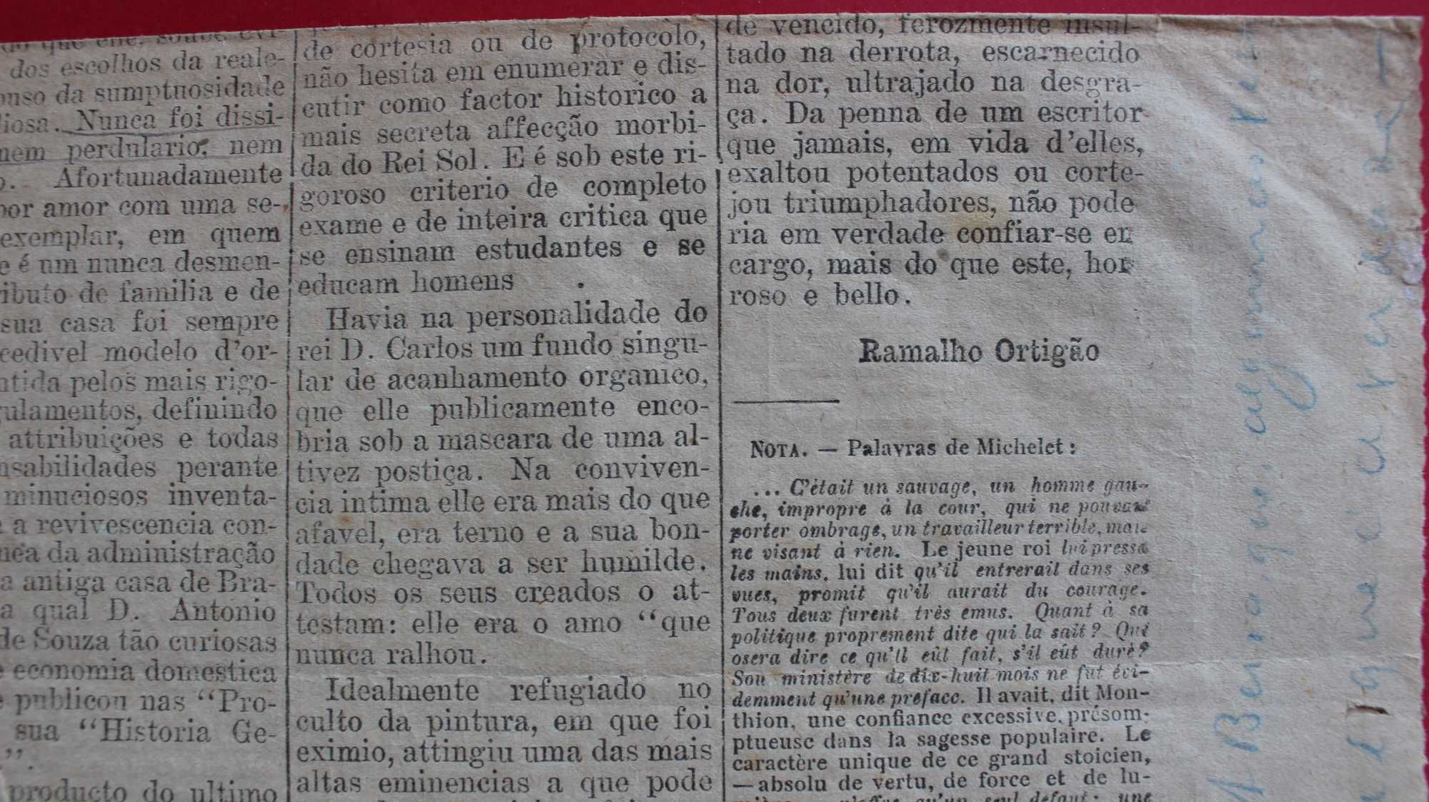 Morte D Carlos 1908 texto Ramalho Ortigão Gazeta de Notícias Brasil