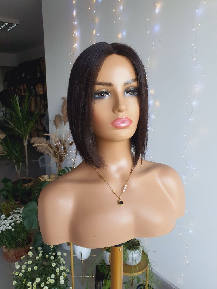Peruka z włosów naturalnych gorzka czekolada Basia bob
