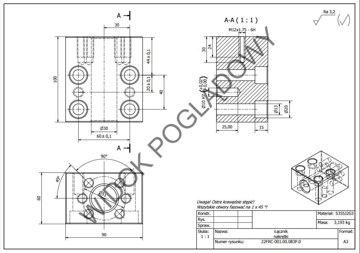 Projekt frezarki CNC - do obróbki stali/dokumentacja/model