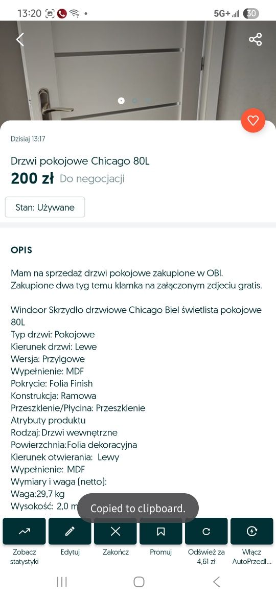 Dzwi poojowe 80L Chicago