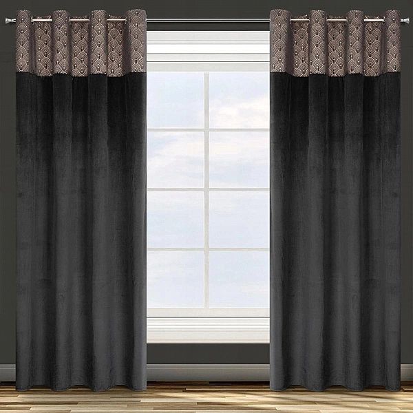 Zasłona Welurowa na Przelotkach 140x250 Dekoracyjna Agnes Czarna