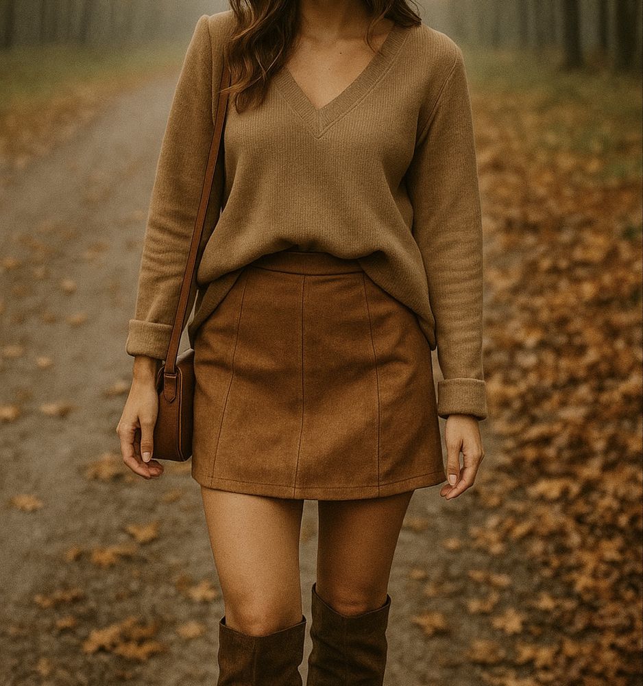 Beżowy sweter damski z dekoltem V casual basic