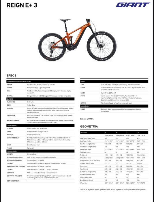 Bicicleta eletrica Giant Reign E 3+ 2022