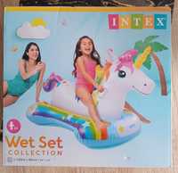 INTEX Dmuchany materac Jednorożec 163cm x 86cm Wet Set Collection