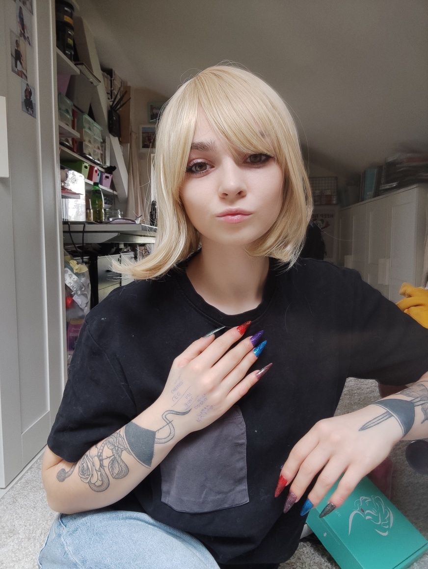 Peruka blond z grzywką bob WIG blonde cosplay