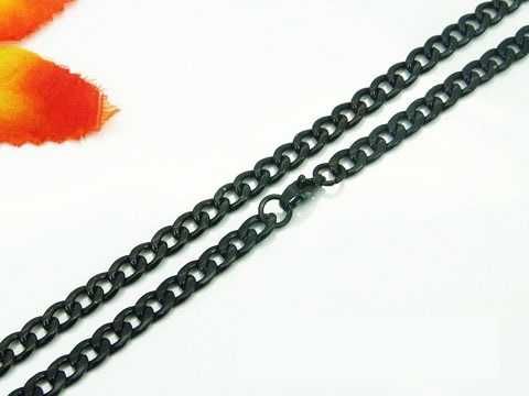 Łańcuszek płaska pancerka stal chirurgiczna 316L czarny 50 cm L786