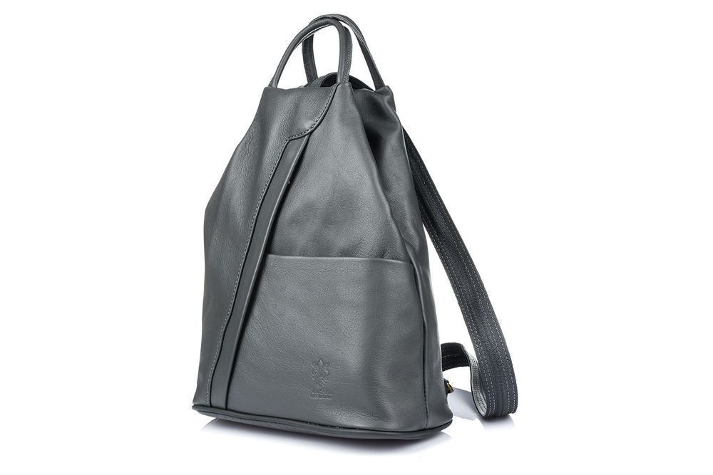 Szary Vera Pelle włoski Plecak Skórzany damski stylowy modny elegancki