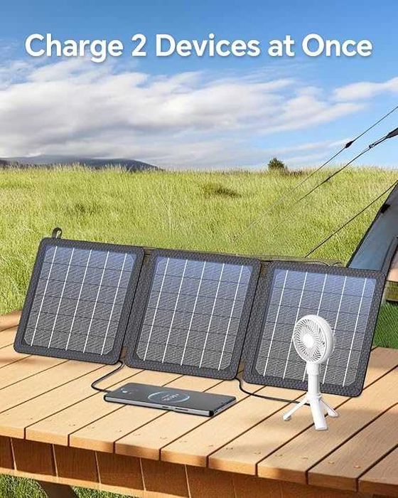WASTDE Panel Solarny, 15W Przenośna Ładowarka Słoneczna USB-C/USB