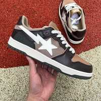 Кроссовки A Bathing Ape Bape SK8 Sta Beige Brown Бапе Ста коричневые