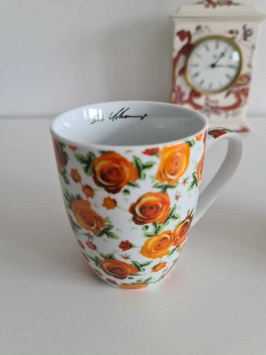 2 piękne kubki w róże pomarańczowe żółte filiżanka kubek nowe