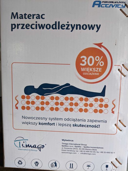 Materac przeciwodleżynowy rurowy 3-przepływ Timago TGR-Y MR kompresor